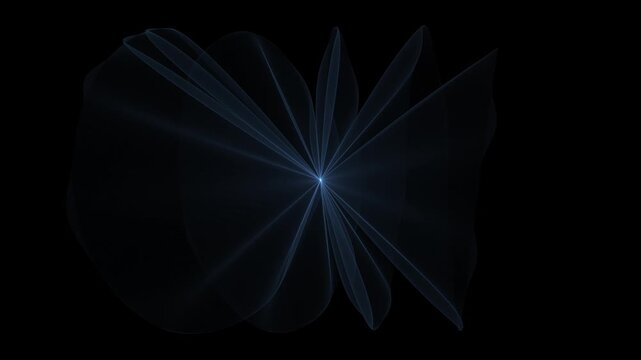 A central lens flare emitting thin, ghostly blue veils of light that sweep across the frame like a rhythmic, scanning beacon.