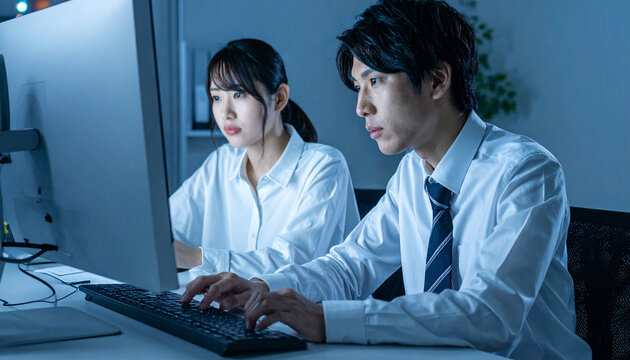 残業する社員