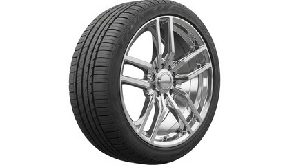 Obraz premium Chrome wheel tire isolated on transparent background