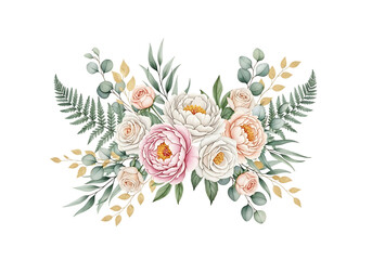 Elegant floral bouquet illustration isolated on transparent background