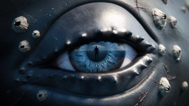 Dramatic Whale Eye Animation: A Mesmerizing Close-Up of Marine Majesty's Gaze, Awe-Inspiring Scale