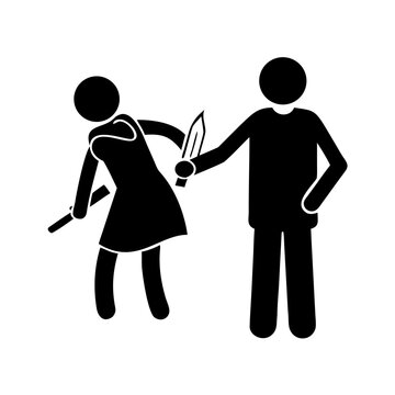 Changing husband. guy betrayed. Man traitor with knife. Concept of sticking a knife in wife's back.
