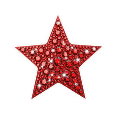 Obraz premium Red sparkling star isolated on transparent background