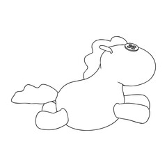 Outline for Coloring of Horse Plush Cute and Funny Toy. Vector Illustration.