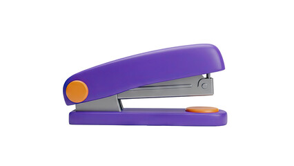 3D Purple and orange stapler on a plain background on transparent background