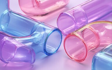 Close up of colorful laboratory glassware scientific concept illustration