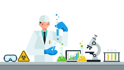 Scientist Conducting Experiment in Laboratory with Safety Equipment