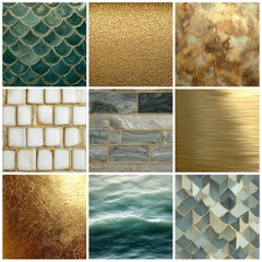 Collection of various textured surfaces and patterns for design backgrounds
