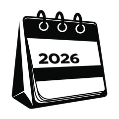 Black and white vector illustration of three desktop calendars