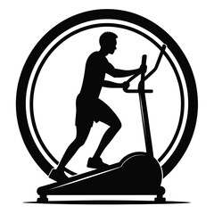 Black and white vector silhouettes of man exercising