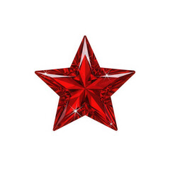 Obraz premium Red crystal star isolated on transparent background