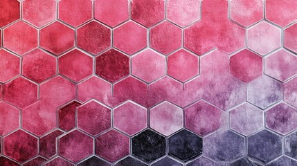 Vibrant red and purple hexagon pattern wallpaper background for modern digital display.