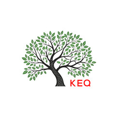 Fototapeta premium Green Tree of Life Logo Design KEQ Later Logo , Natural Environment Tree Branding, Sustainable Tree Logo 