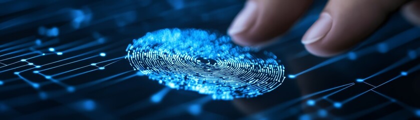 Advanced biometric fingerprint recognition technology for future security and digital identification systems.