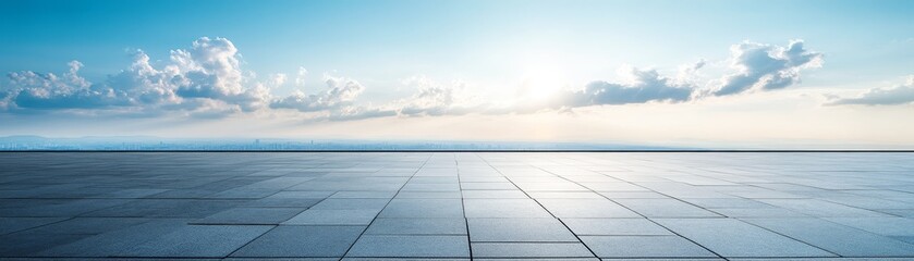 Expansive blue sky with few clouds serene horizon perfect for peaceful outdoor scenery.