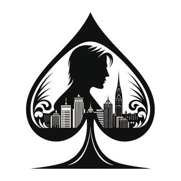 Black and white vector illustration of a spade symbol