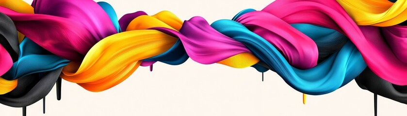 Vibrant abstract background featuring dynamic colorful ribbons and fluid artistic design.