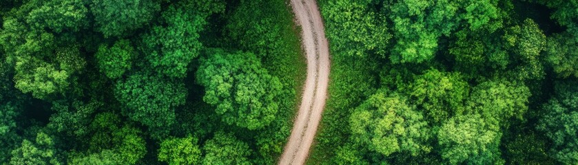 Winding dirt road through dense green forest canopy sun dappled path serenity tranquil forest path sun dappled inviting journey into nature's heart.