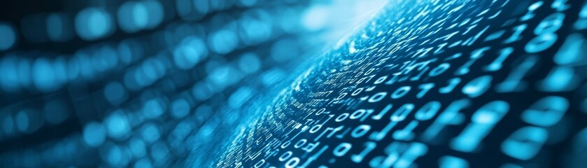 Digital binary code stream abstract data flow and information technology pattern background computer programming concept visualization.