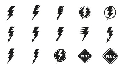Set of black and white arrow icons and vector symbols featuring web direction signs, business pointers, and 3D bolt shapes for modern design illustrations