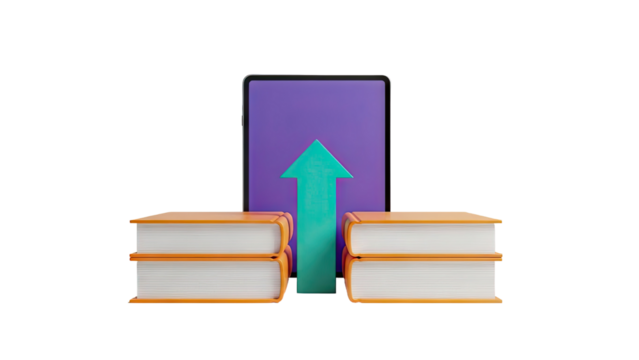 3D Digital Learning Growth on transparent background - Powered by Adobe