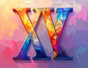Colorful intertwined Roman numerals against a textured, painted background