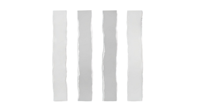 3D Four Vertical Torn Paper Strips on transparent background - Powered by Adobe