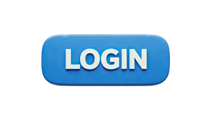 3D Blue Login Button with White Text on transparent background