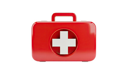 Obraz premium 3D Red First Aid Kit with White Cross on transparent background