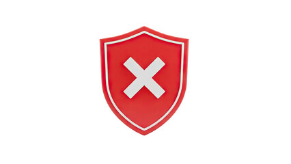 Obraz premium 3D Red shield with white cross symbol on transparent background