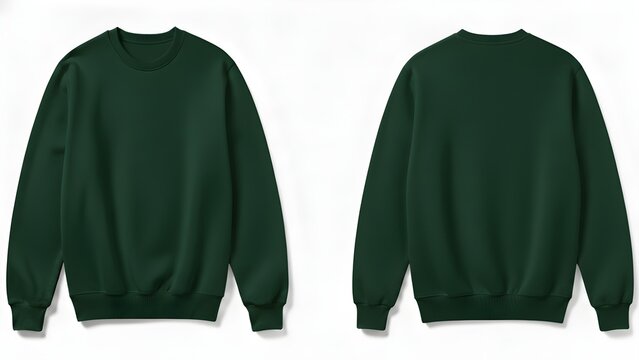 Deep Forest Green Crewneck Sweatshirt Mockup - Front and Back