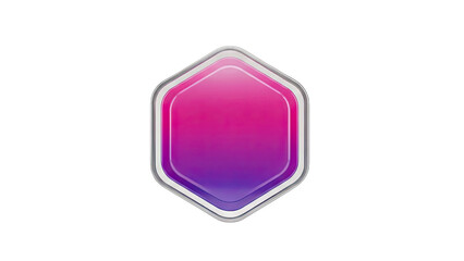3D Glossy Hexagon Icon with Pink and Purple Gradient on transparent background