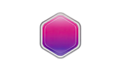 3D Glossy Hexagon Icon with Pink and Purple Gradient on transparent background