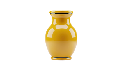 3D Glossy yellow vase on transparent background