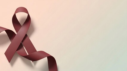 Maroon awareness ribbon with a soft gradient background, symbolizing support and hope.