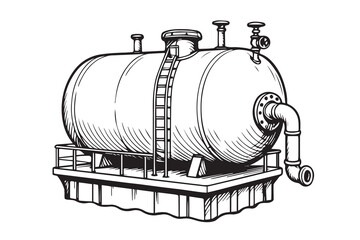 A clean vector design shows oil storage tanks arranged in an industrial area, symbolizing petroleum storage, energy supply chains, and the scale of modern fuel distribution facilities.