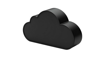 A 3D rendered, black cloud icon with subtle shading against a dark, contrasting background