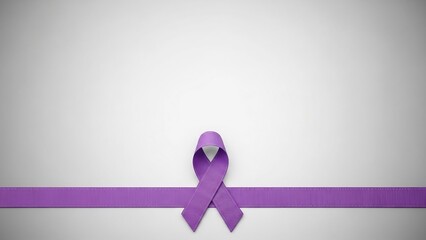 Symbol of hope: a textured purple awareness ribbon against a gradient background