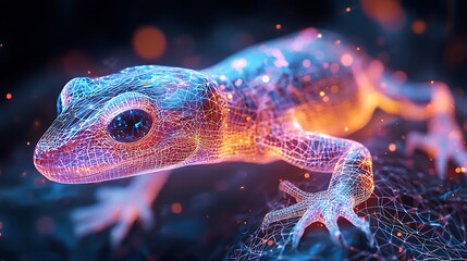 Glowing salamander in light high resolution picture