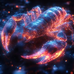 Glowing scorpion in dark high resolution picture