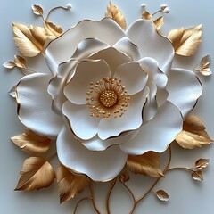 Golden accents elegant paper bouquet design high resolution picture