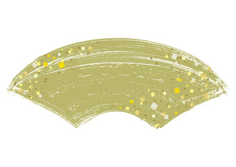 金箔をちりばめた筆タッチの扇形フレーム/くすみ黄色