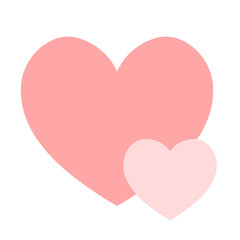 大小のハートが重なったシンプルな手描きイラストアイコン 赤 ピンク
