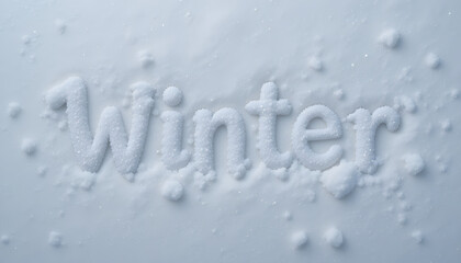 Snowy Winter Text Design on White Snow Background