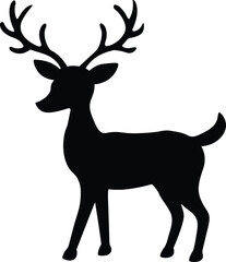 Deer black silhouette with large antlers