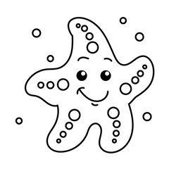 Starfish Cartoon For Coloring Book Vector PNG Image