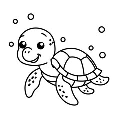 Turtle Sketch For Kids Coloring Book Vector PNG Image