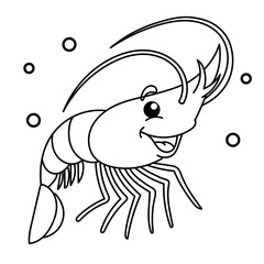 Shrimp Cartoon Transparent For Kids Activity Books Vector PNG Image