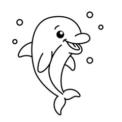 Dolphin Cartoon Transparent For Coloring Books Vector PNG Image