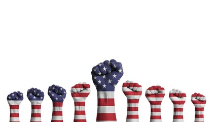 American fists raised in unity and strength